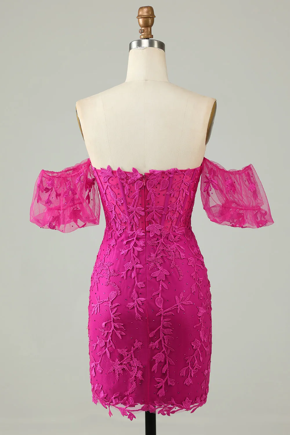 Fuchsia Off the Shoulder Bodycon Appliques Homecoming Dress sold by Zapaka product image thumbnail 2