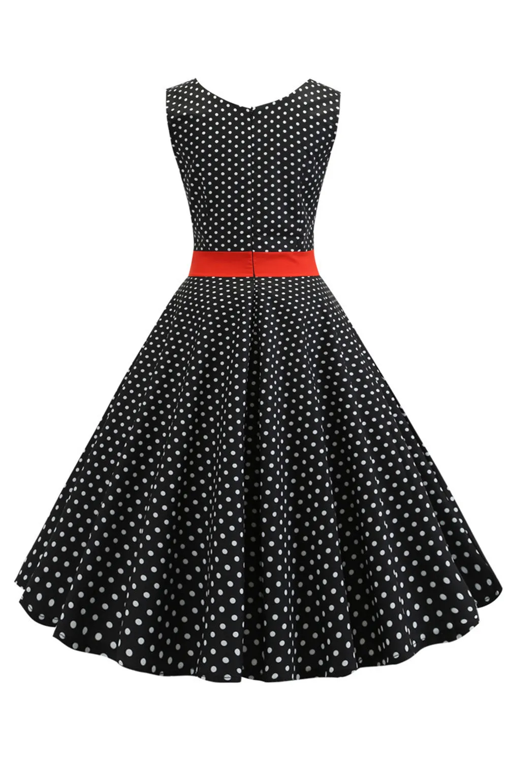 Black Polka Dots Sleeveless Swing Vintage Dress sold by Zapaka product image thumbnail 2