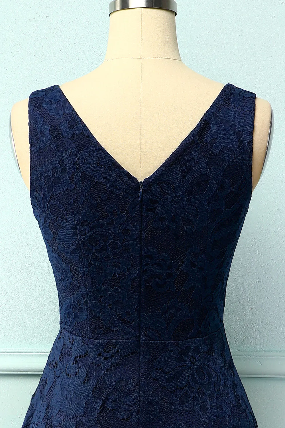Navy Lace Asymmetrical Dress sold by Zapaka product image thumbnail 4