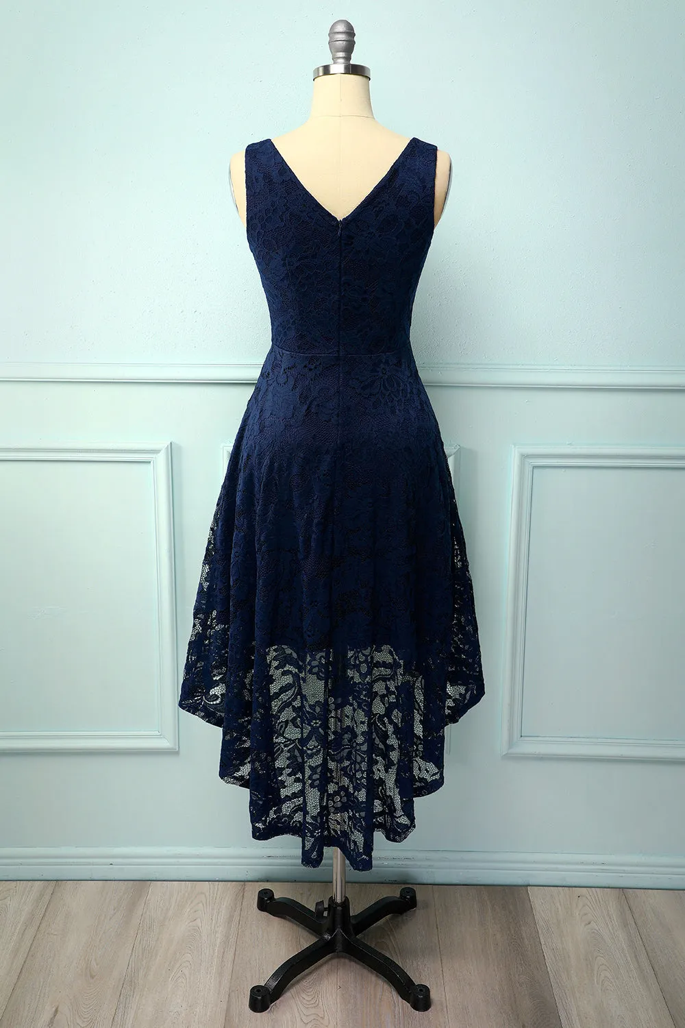 Navy Lace Asymmetrical Dress sold by Zapaka product image thumbnail 2