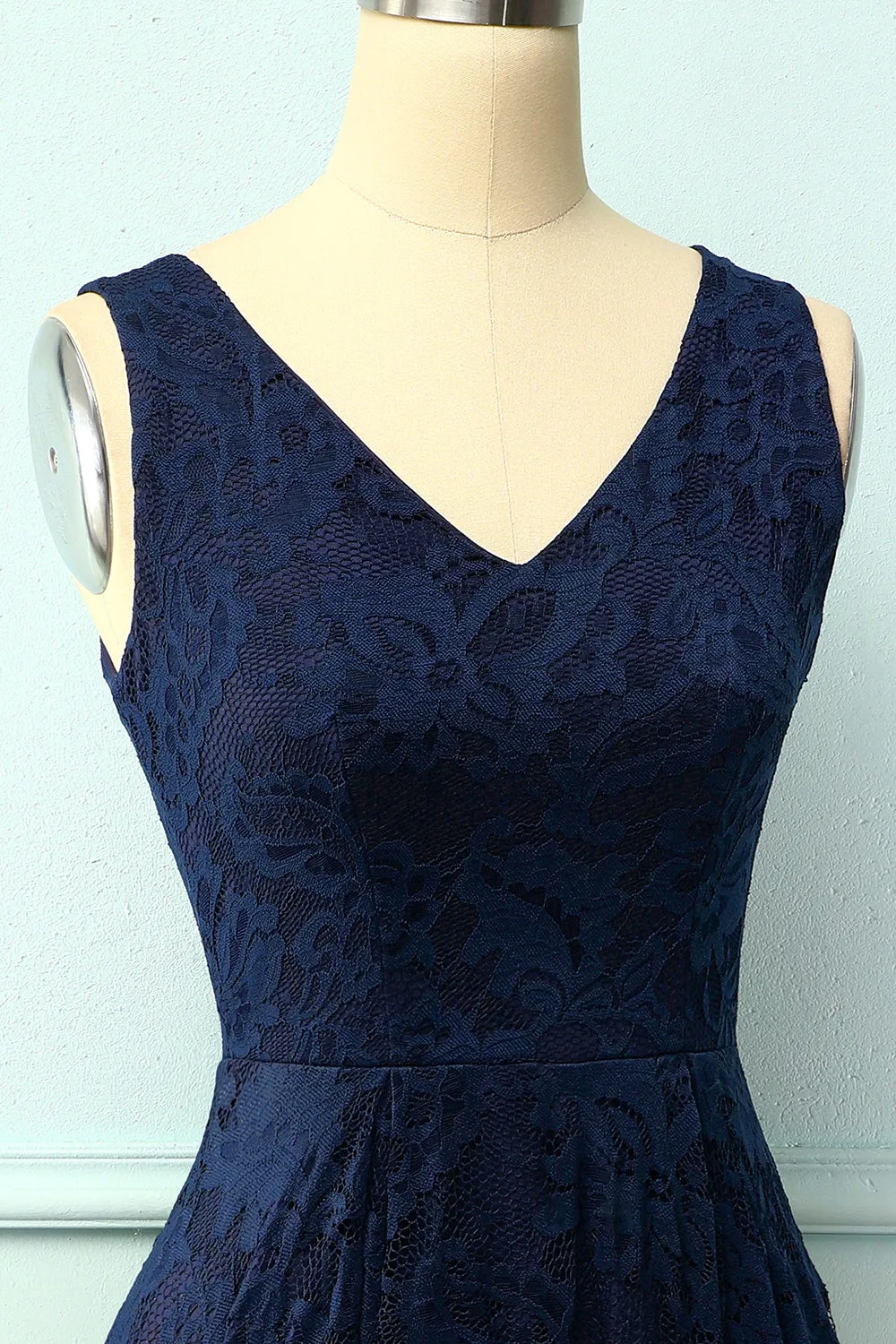 Navy Lace Asymmetrical Dress sold by Zapaka product image thumbnail 3