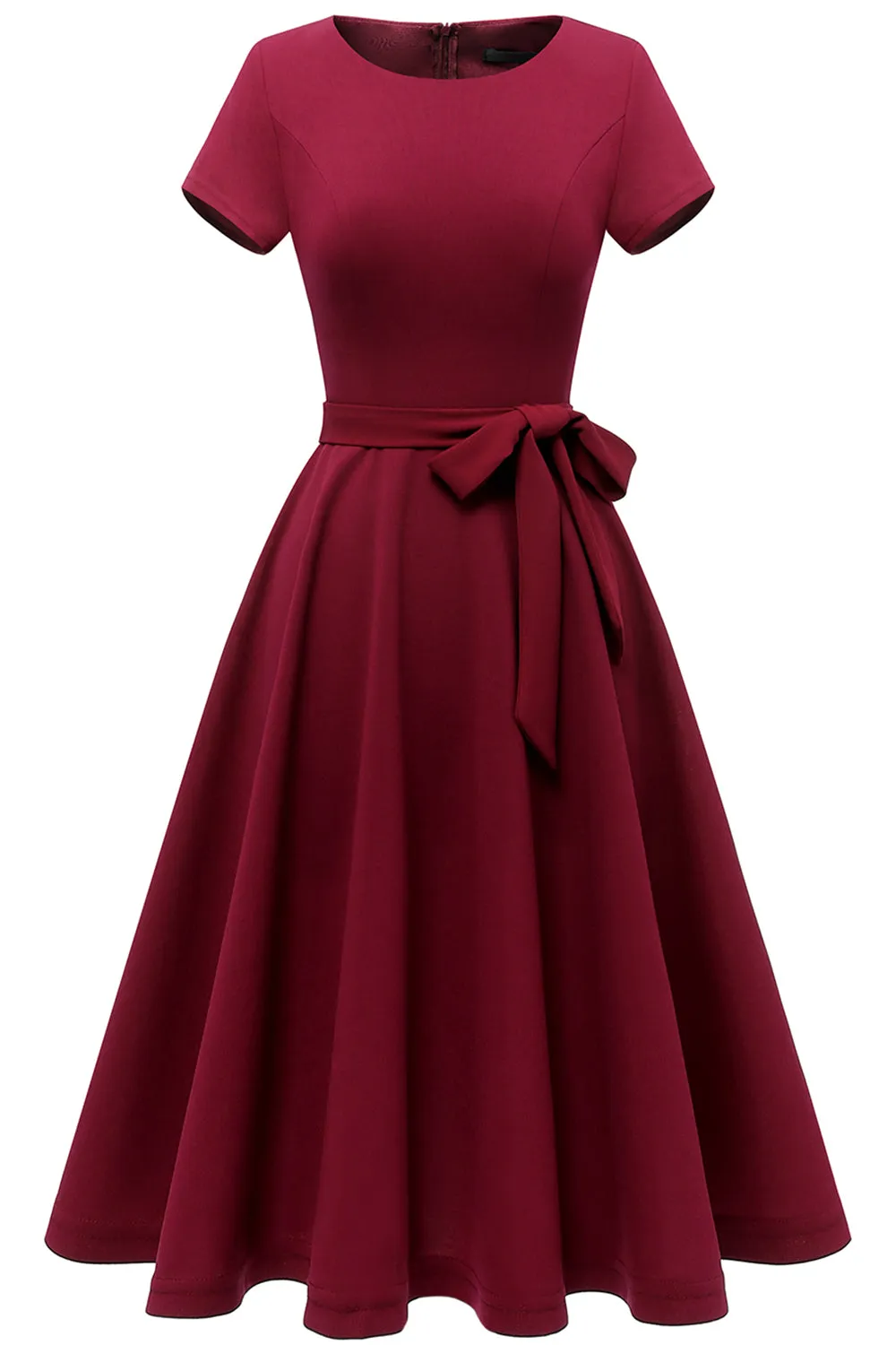 Burgundy Solid 1950s Dress sold by Zapaka