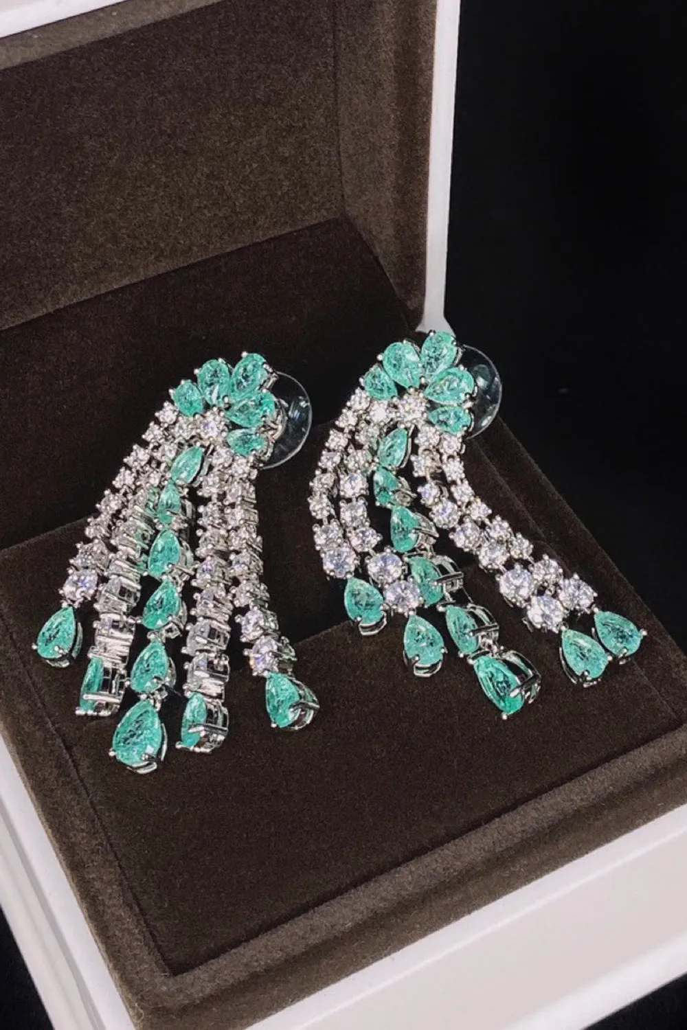 Green Sparkly Rhinestone Drop Earrings for Women sold by Zapaka product image thumbnail 2