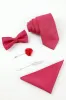 Fuchsia Men's 5-Piece Accessory Set Tie and Bow Tie Pocket Square Flower Lapel Pin Tie Clip sold by Zapaka