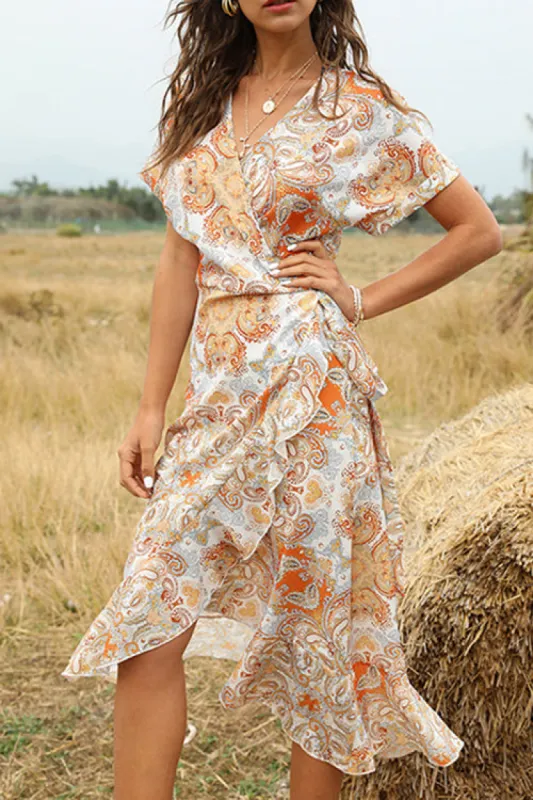 Asymmetrical Wrap Boho Dress sold by Zapaka