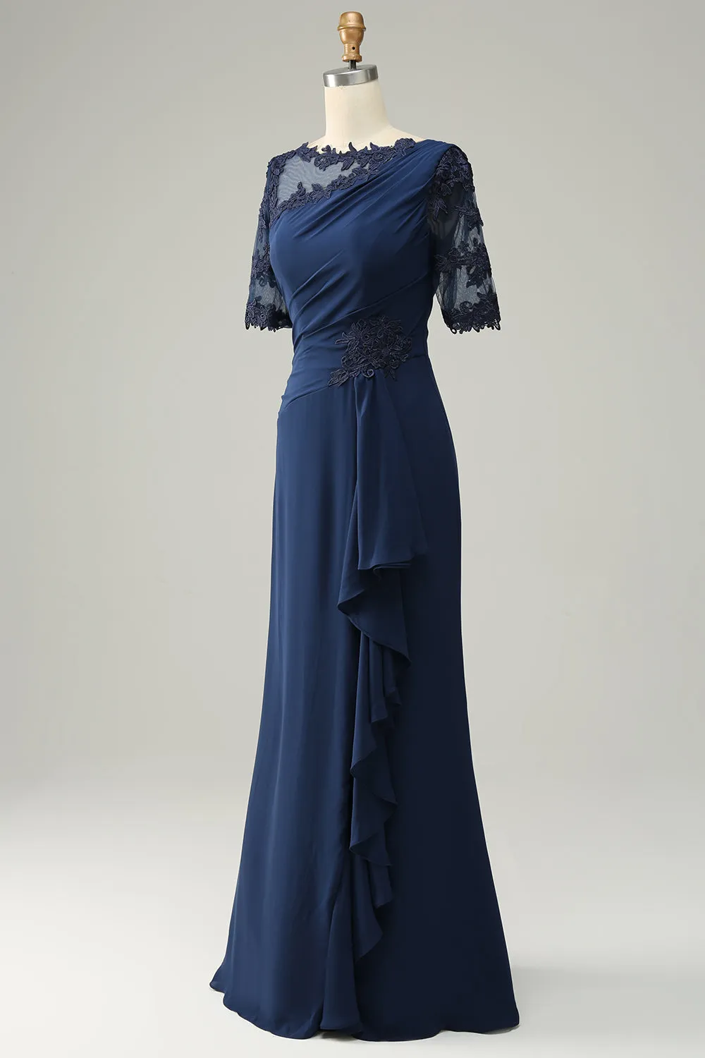 Navy Sheath Mother of Bride Dress with Appliques sold by Zapaka product image thumbnail 3