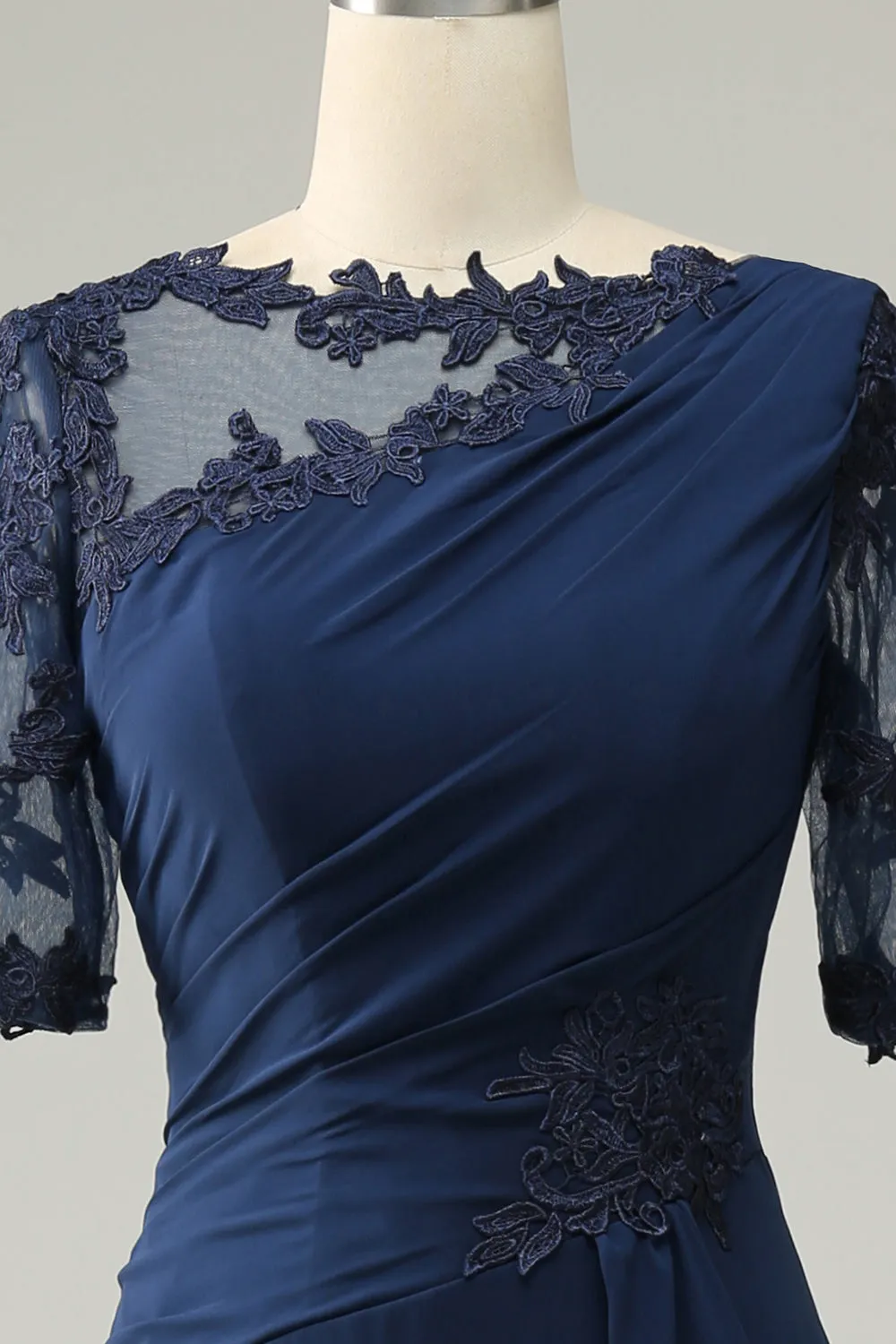 Navy Sheath Mother of Bride Dress with Appliques sold by Zapaka product image thumbnail 4