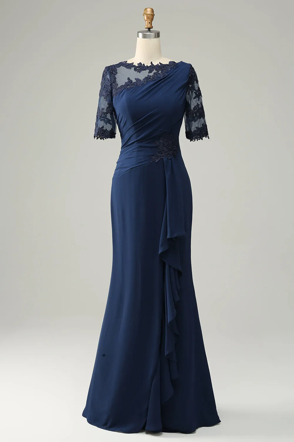 Navy Sheath Mother of Bride Dress with Appliques sold by Zapaka