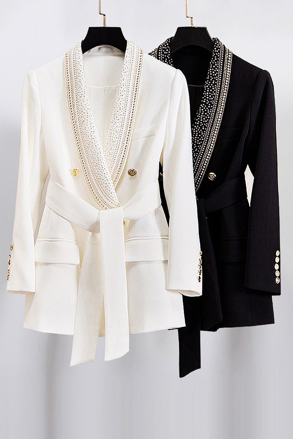 Glitter White Double Breasted Women Blazer with Rivet sold by Zapaka product image thumbnail 6
