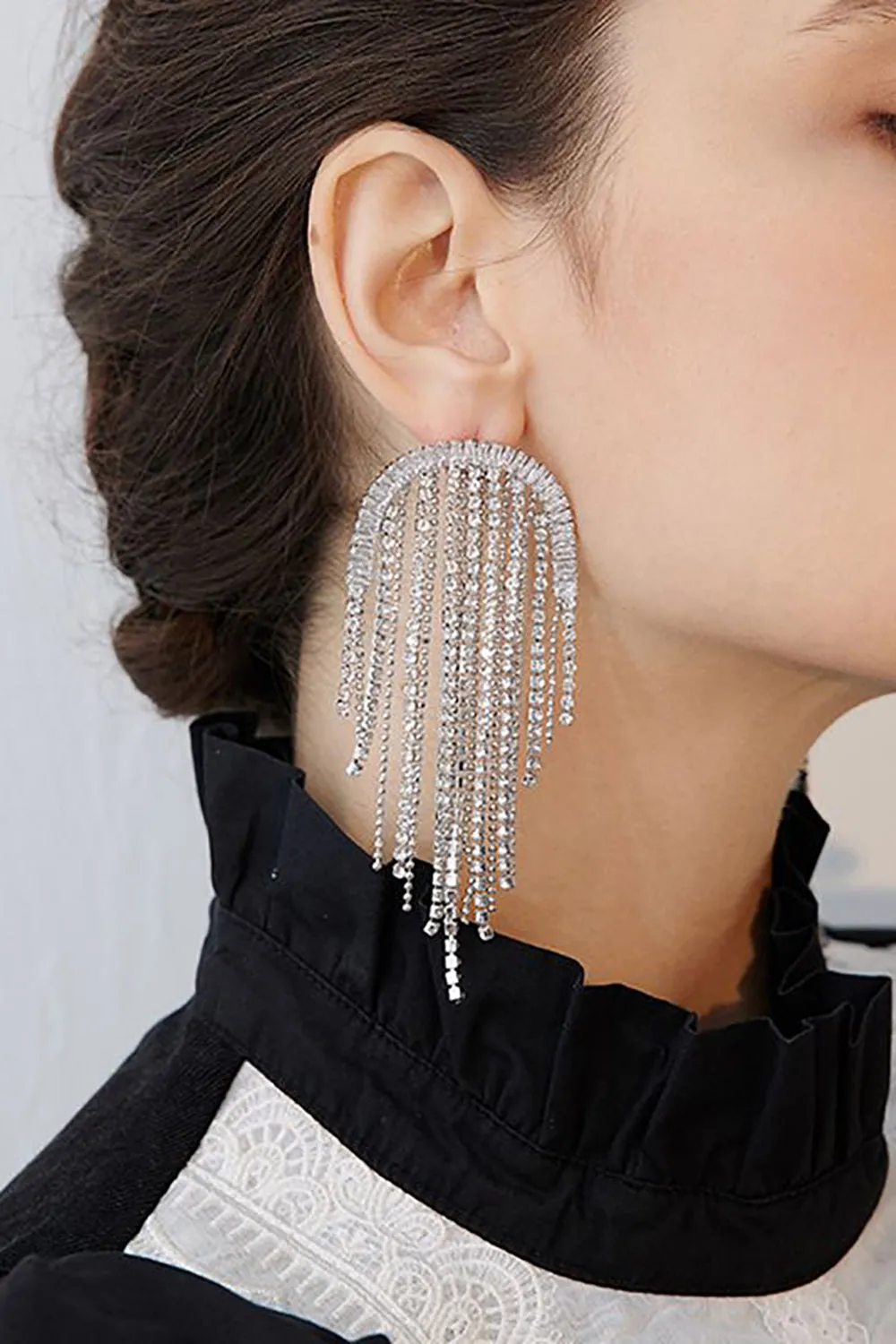 Golden Tassel Rhinestones Earrings sold by Zapaka product image thumbnail 3