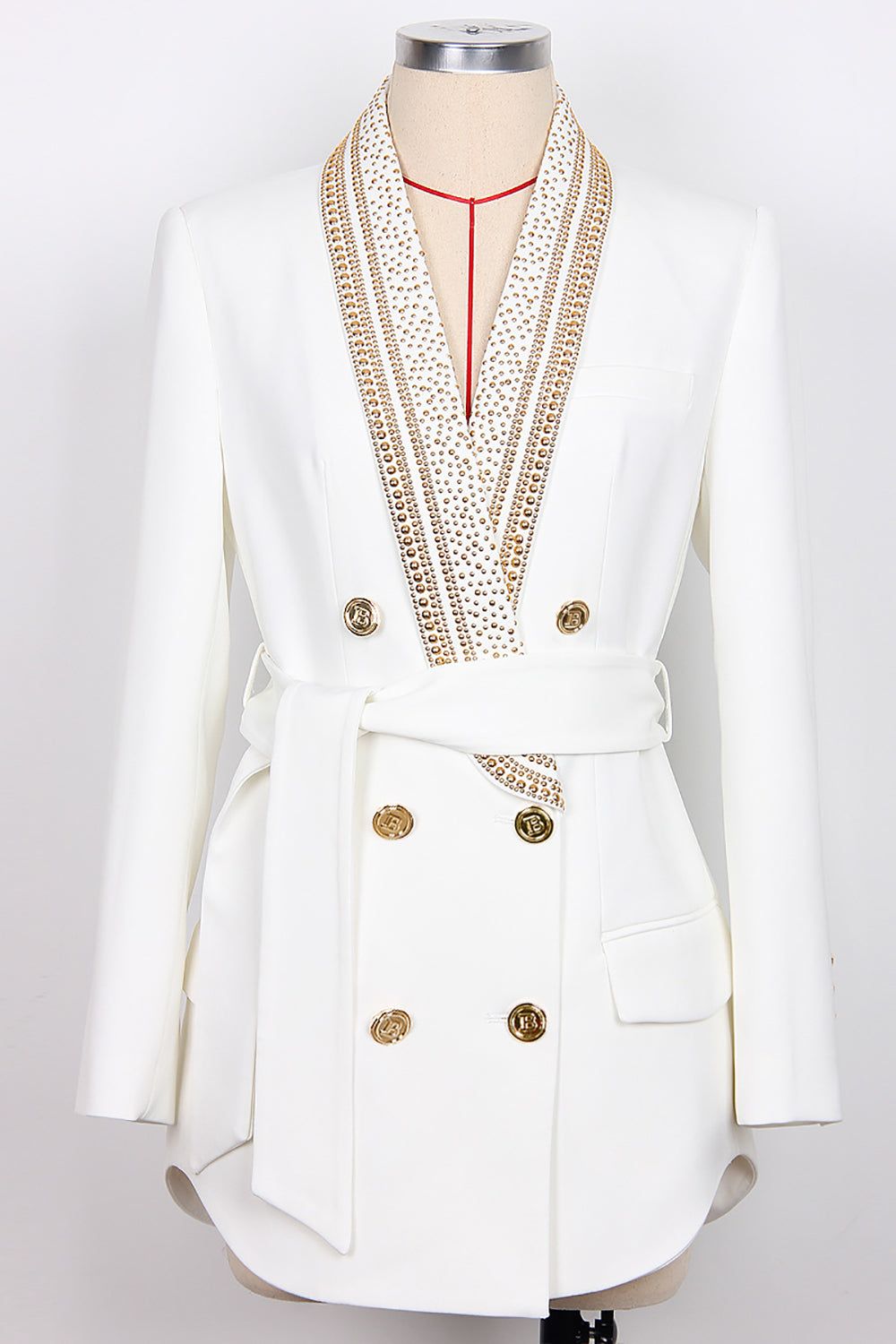 Glitter White Double Breasted Women Blazer with Rivet sold by Zapaka product image thumbnail 4