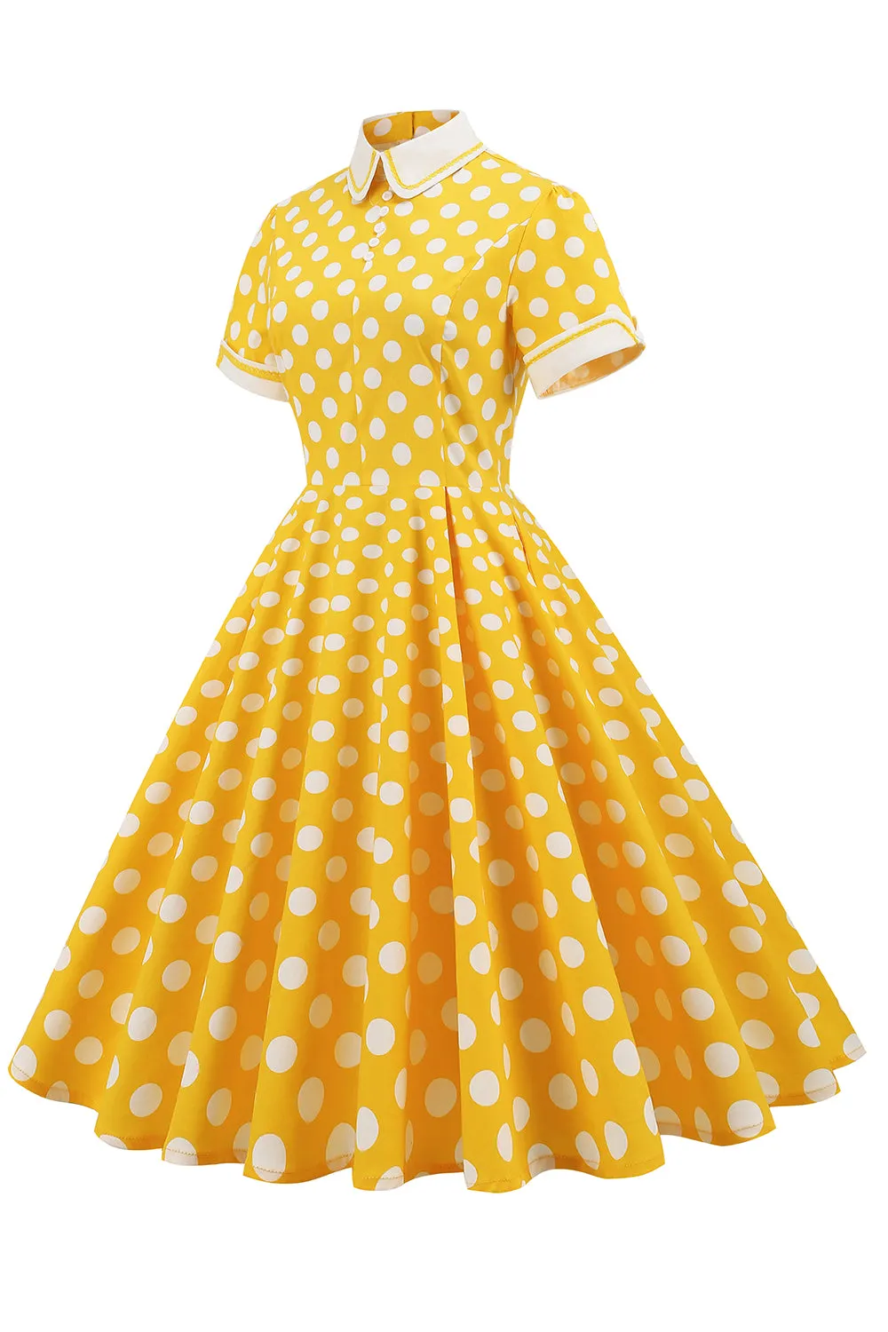 Yellow Polka Dots Spring 1950s Dress sold by Zapaka product image thumbnail 3
