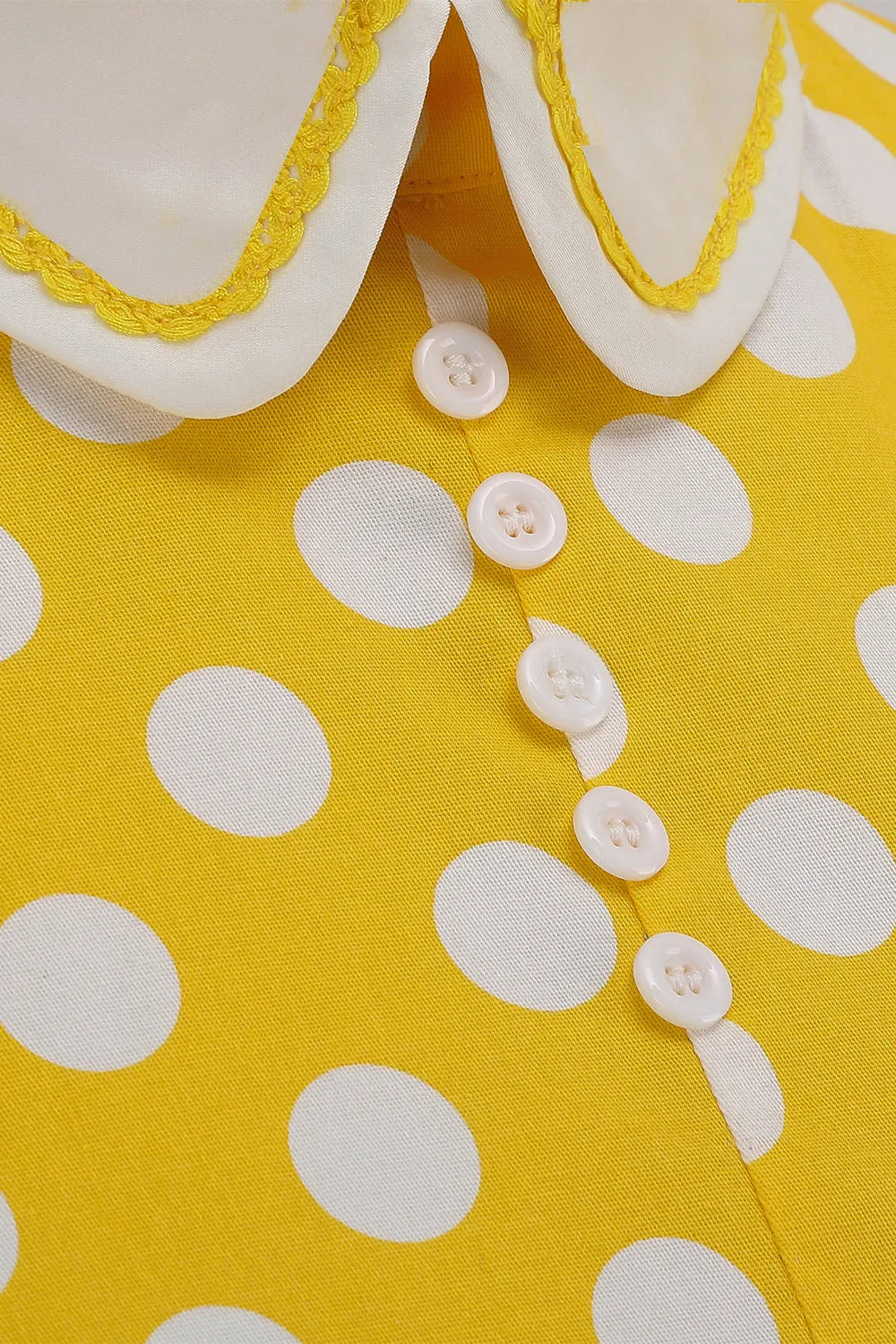 Yellow Polka Dots Spring 1950s Dress sold by Zapaka product image thumbnail 4