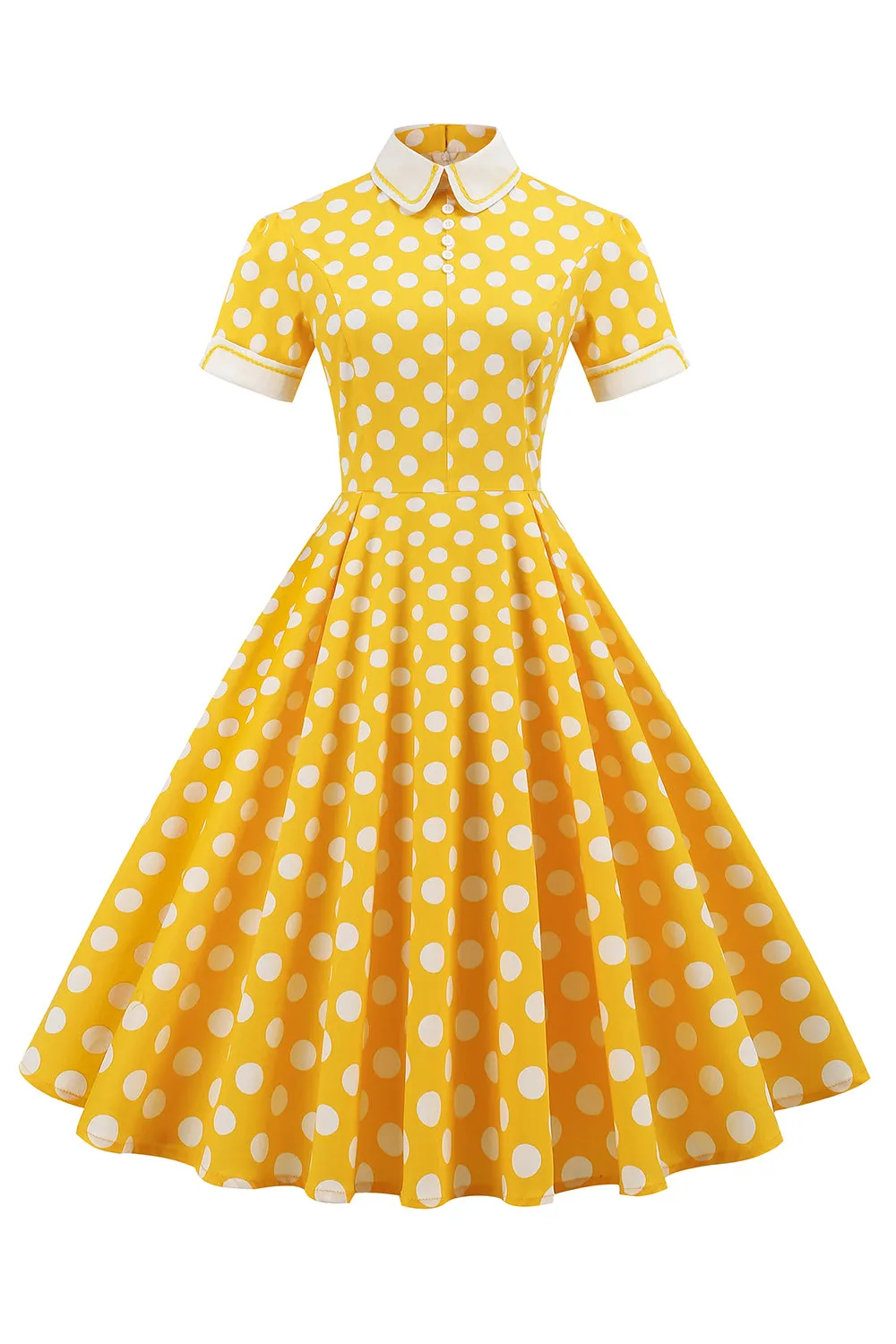 Yellow Polka Dots Spring 1950s Dress sold by Zapaka