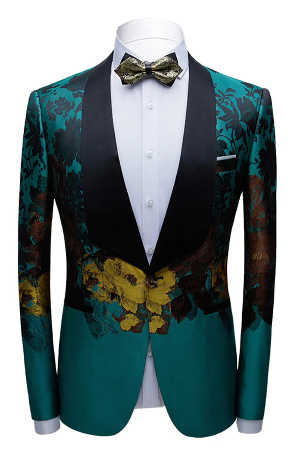 Peacock Green 2 Pieces Jacquard Shawl Lapel Men's Suits sold by Zapaka product image thumbnail 2