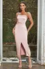 Dusty Rose Spaghetti Straps Wrap Cocktail Dress With Slit sold by Zapaka