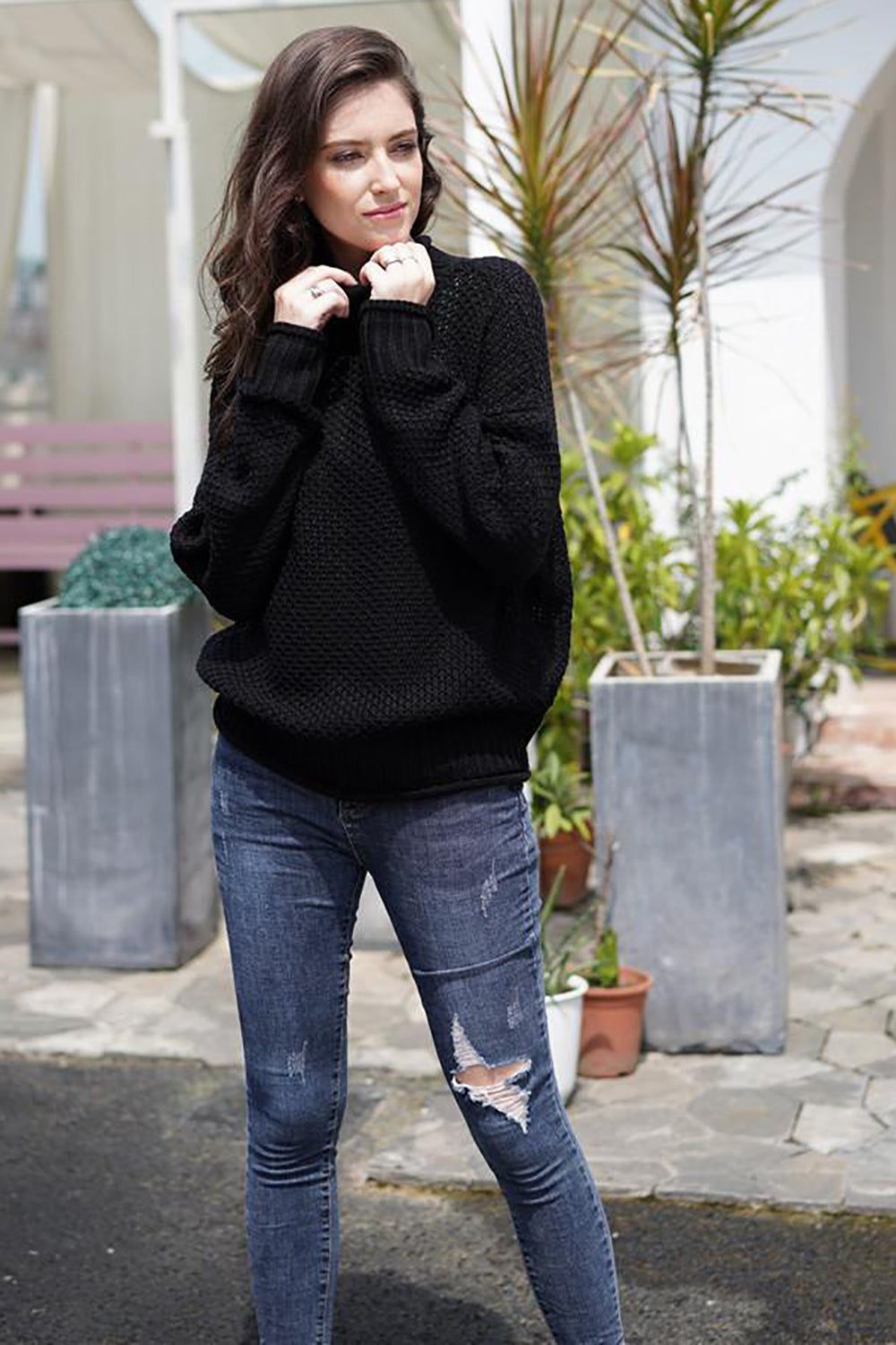 Loose Turtleneck Long Sleeve Sweater sold by Zapaka product image thumbnail 3