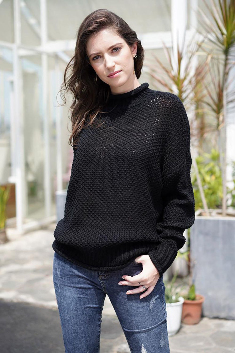 Loose Turtleneck Long Sleeve Sweater sold by Zapaka