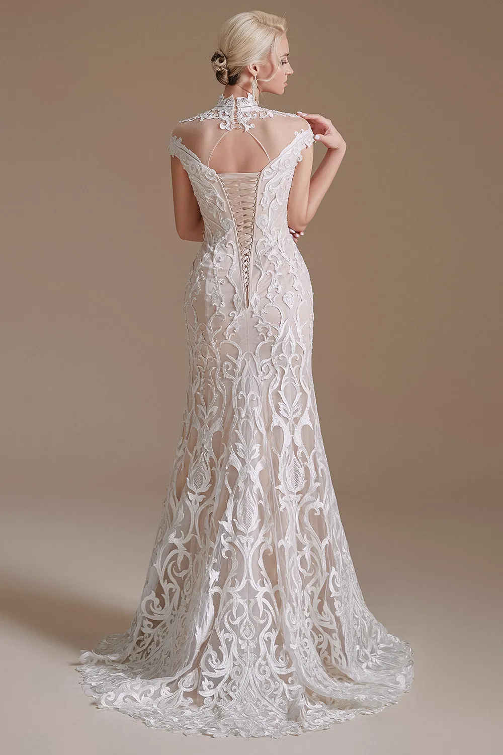 Mermaid White Lace Open Back Wedding Dress sold by Zapaka product image thumbnail 2