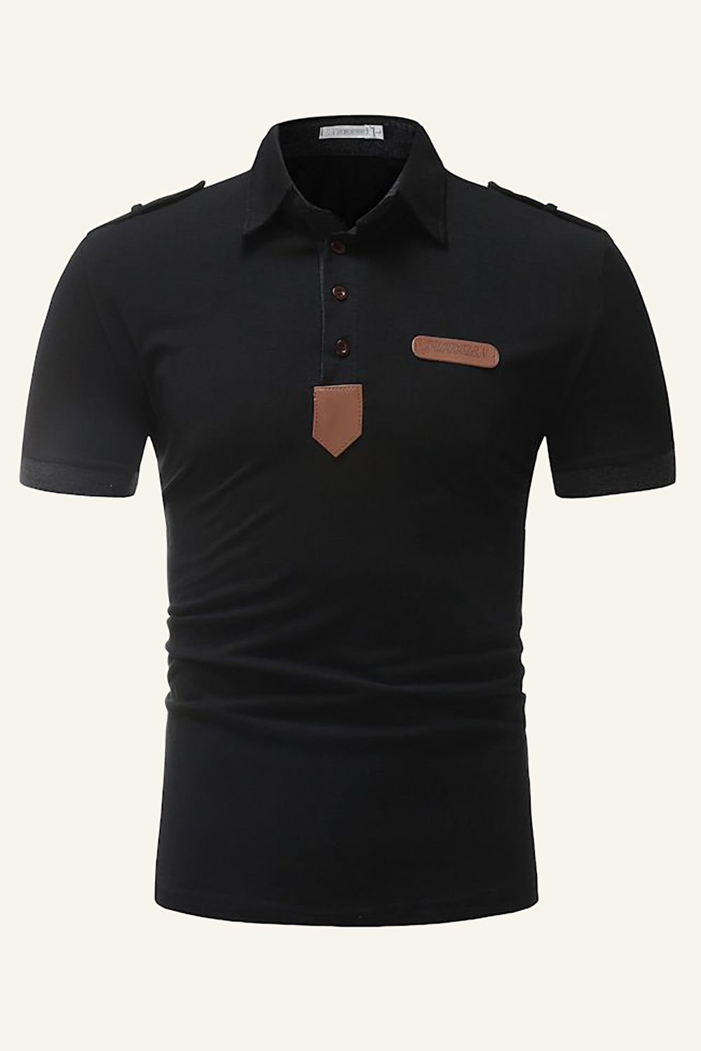 Patchwork Cotton Short-sleeve Casual Polo Shirt sold by Zapaka