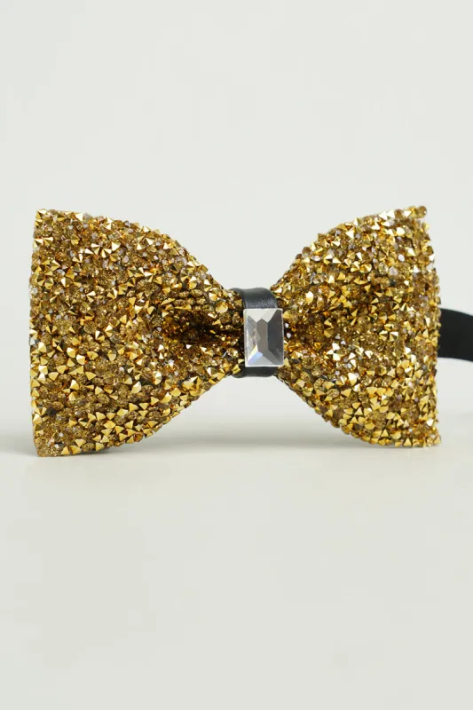 Golden Adjustable Bow Tie Formal Tuxedo Bowtie made by Zapaka
