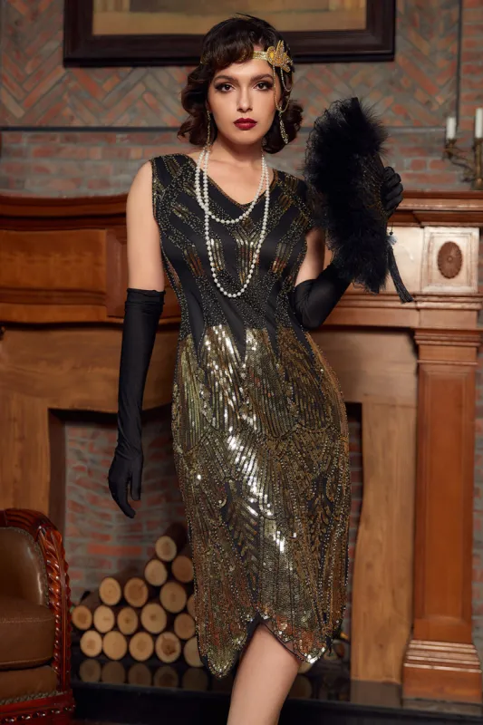 Gold Gatsby 1920s Dress sold by Zapaka