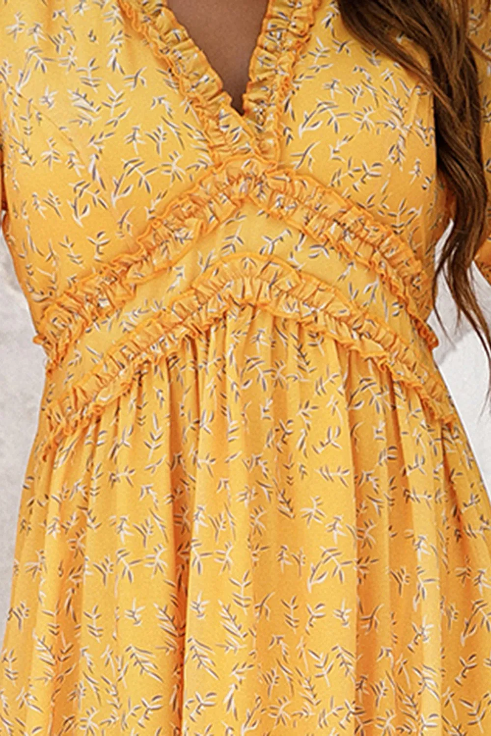 Yellow Long Sleeves Floral Boho Maxi Dress sold by Zapaka product image thumbnail 3