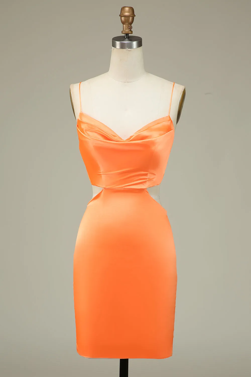 Bodycon Orange Spaghetti Straps Homecoming Dress sold by Zapaka