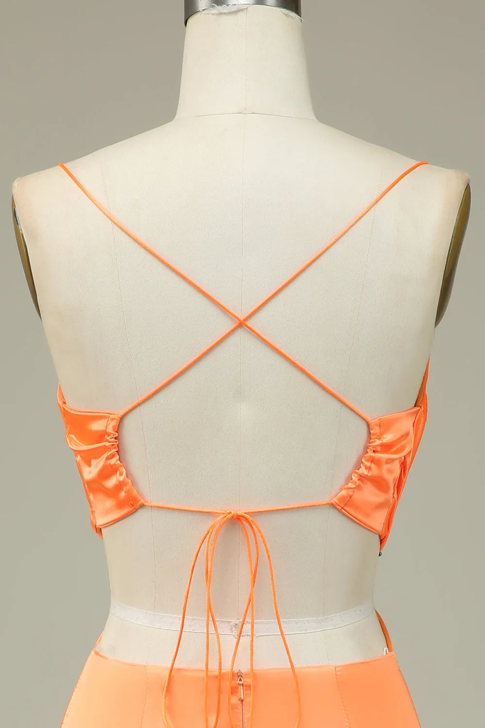 Bodycon Orange Spaghetti Straps Homecoming Dress sold by Zapaka product image thumbnail 5