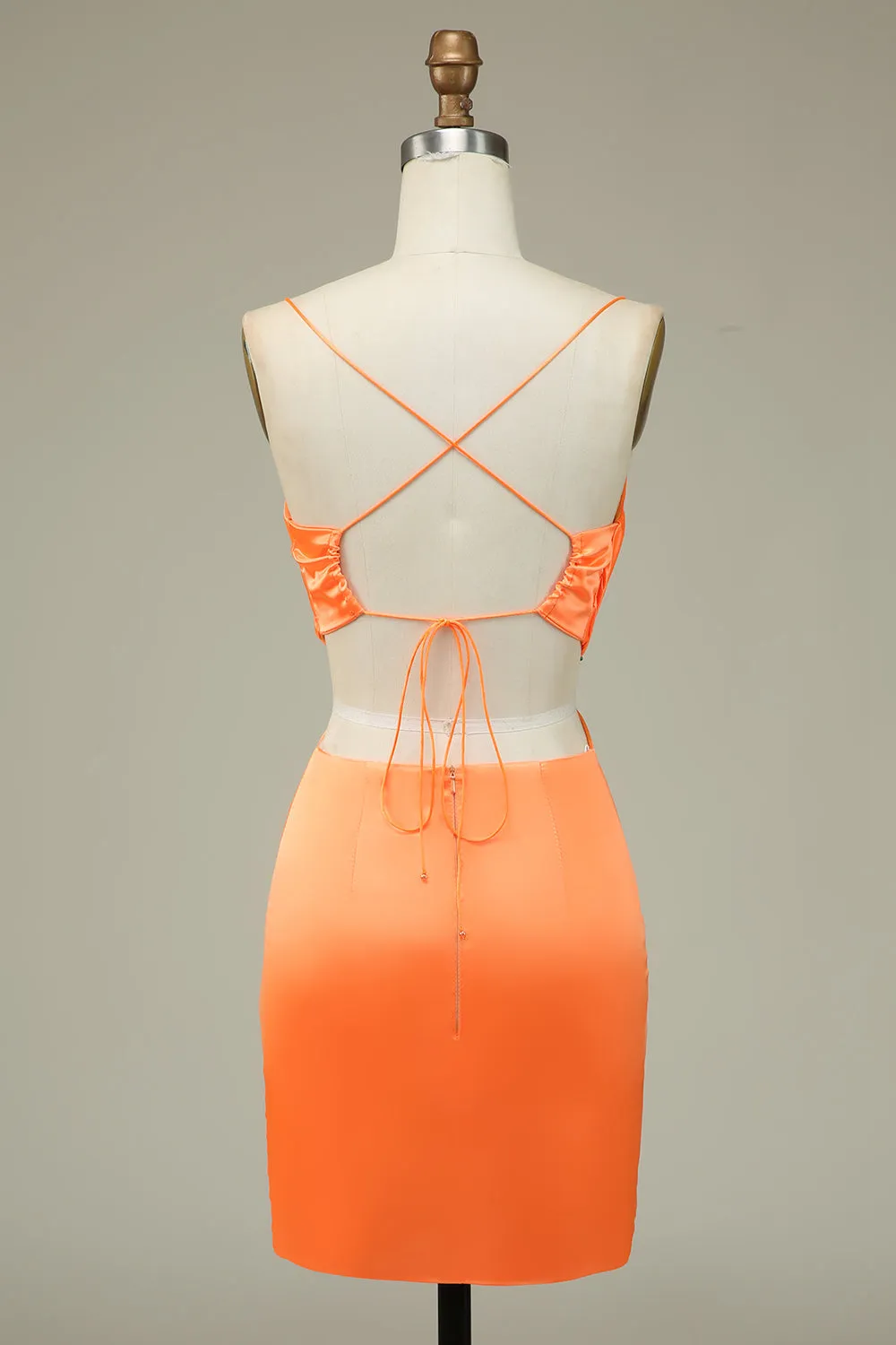 Bodycon Orange Spaghetti Straps Homecoming Dress sold by Zapaka product image thumbnail 2