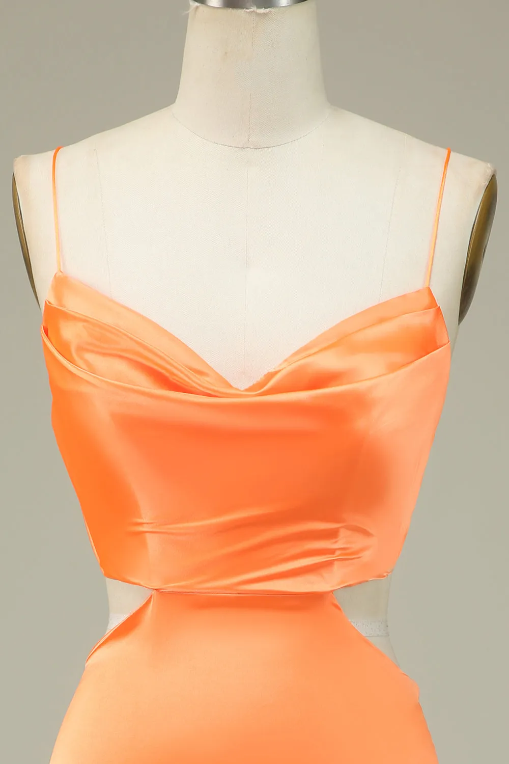 Bodycon Orange Spaghetti Straps Homecoming Dress sold by Zapaka product image thumbnail 4