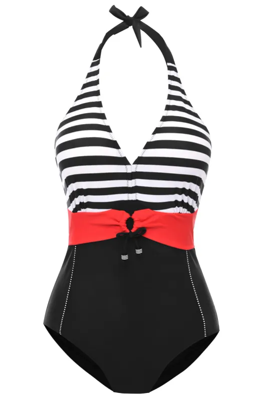 Black Halter One Piece Plus Size Swimwear sold by Zapaka