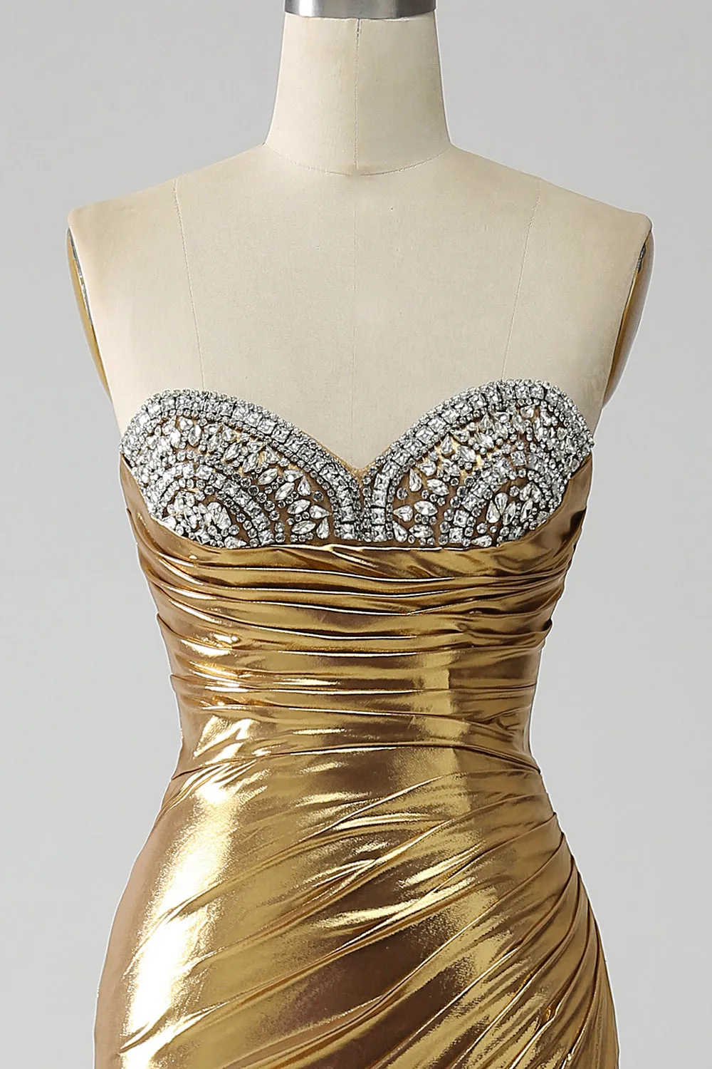 Golden Mermaid Strapless Long Metallic Prom Dress with Slit sold by Zapaka product image thumbnail 4