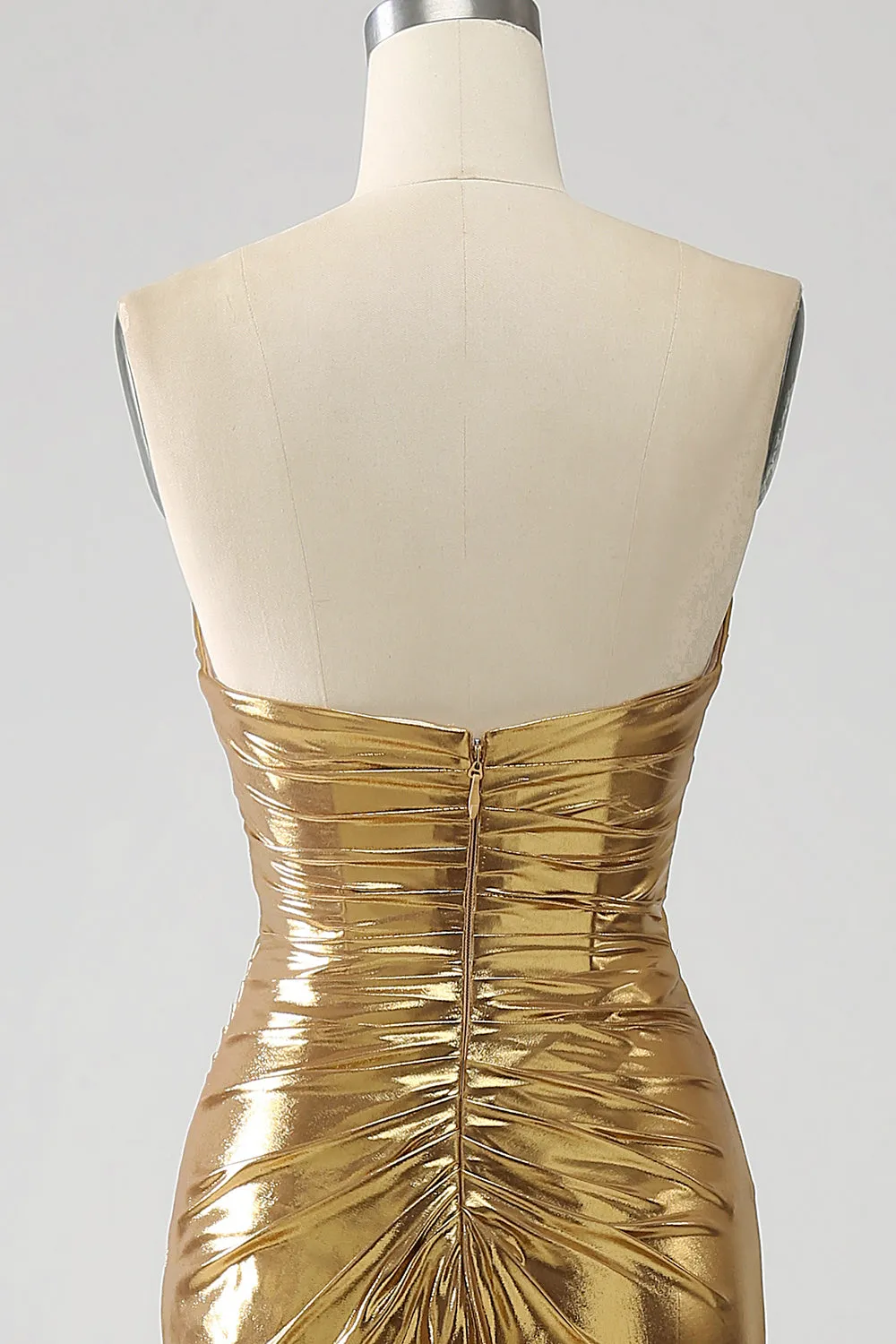 Golden Mermaid Strapless Long Metallic Prom Dress with Slit sold by Zapaka product image thumbnail 5