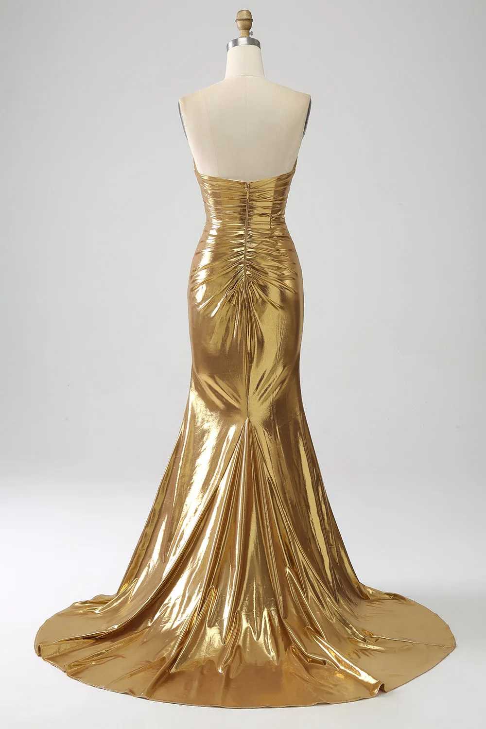 Golden Mermaid Strapless Long Metallic Prom Dress with Slit sold by Zapaka product image thumbnail 2