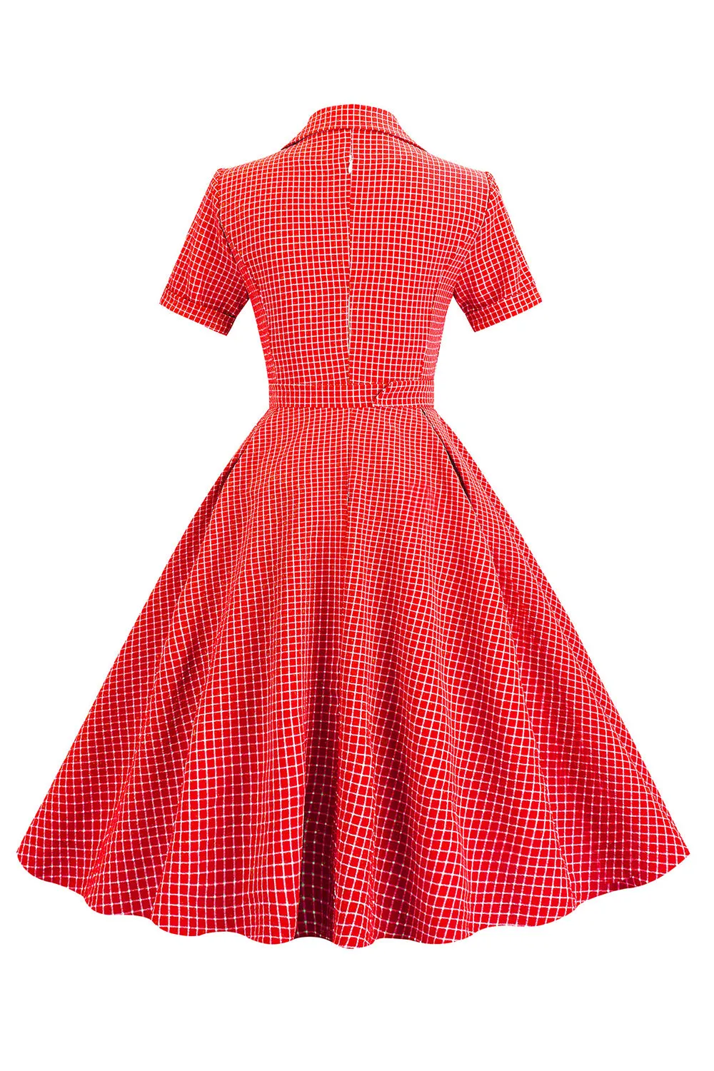 Retro Style Red Plaid 1950s Dress sold by Zapaka product image thumbnail 2