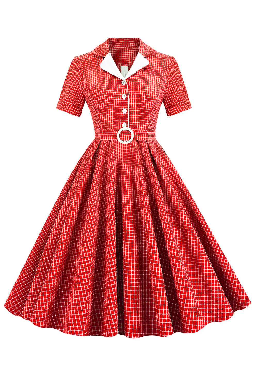 Retro Style Red Plaid 1950s Dress sold by Zapaka