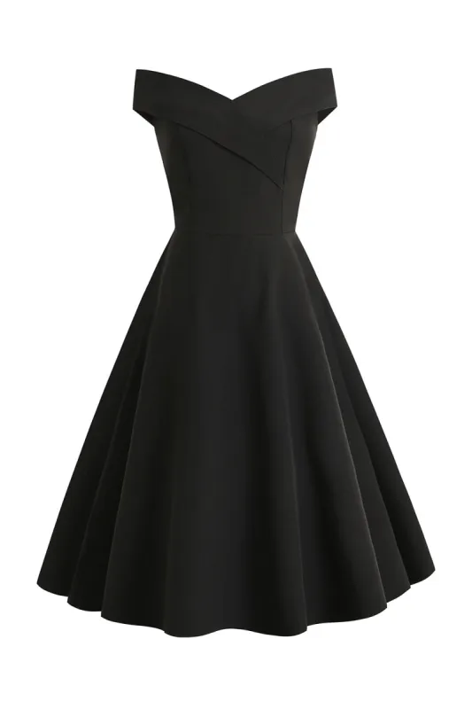 Short A Line Black Vintage 1950s Dress sold by Zapaka