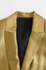 Golden Oversize Peak Lapel Single Breasted Blazer sold by Zapaka