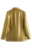 Golden Oversize Peak Lapel Single Breasted Blazer sold by Zapaka