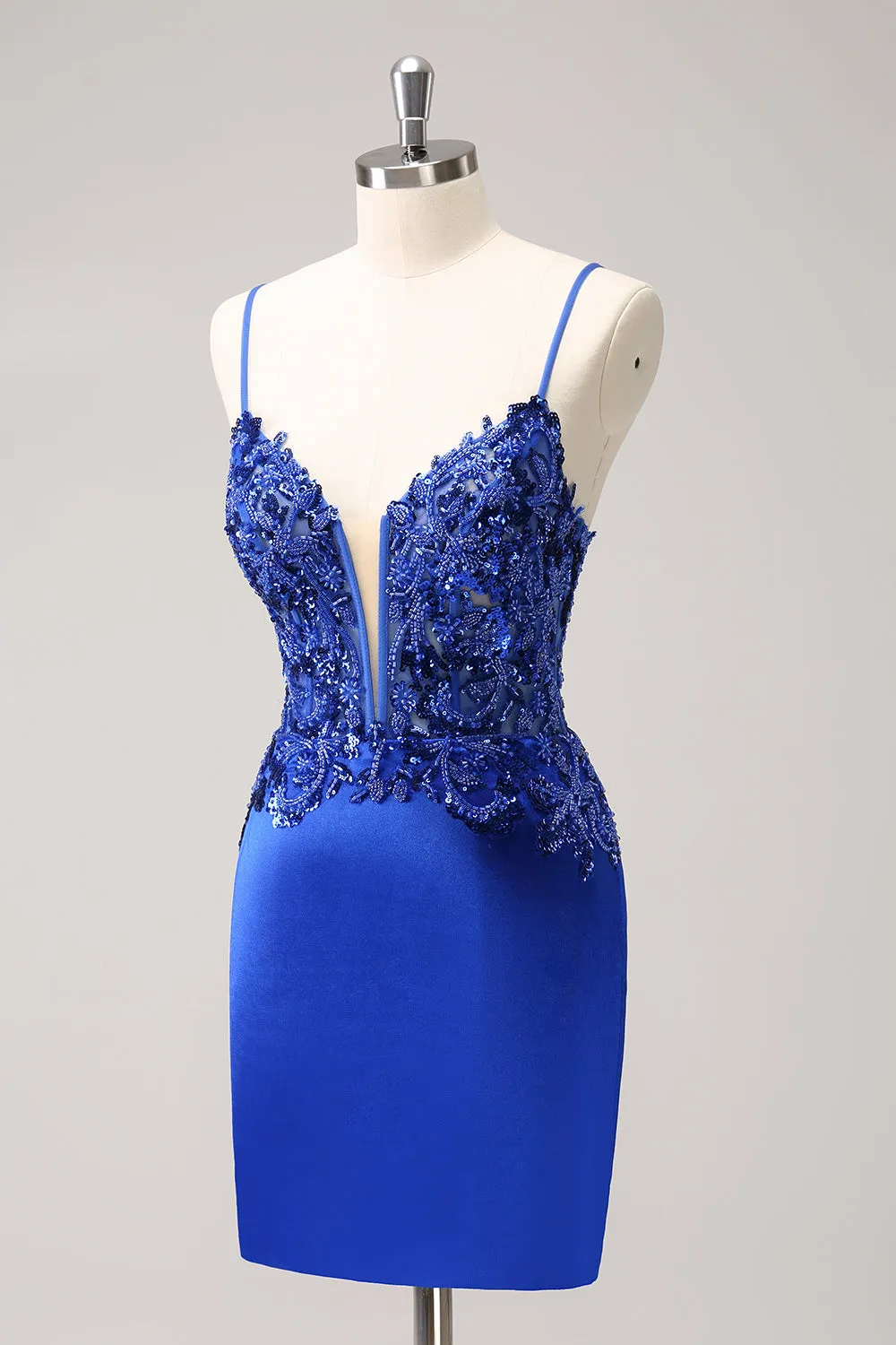 Sparkly Royal Blue Sequin Tight Short Homecoming Dress With Lace Up Back sold by Zapaka product image thumbnail 3