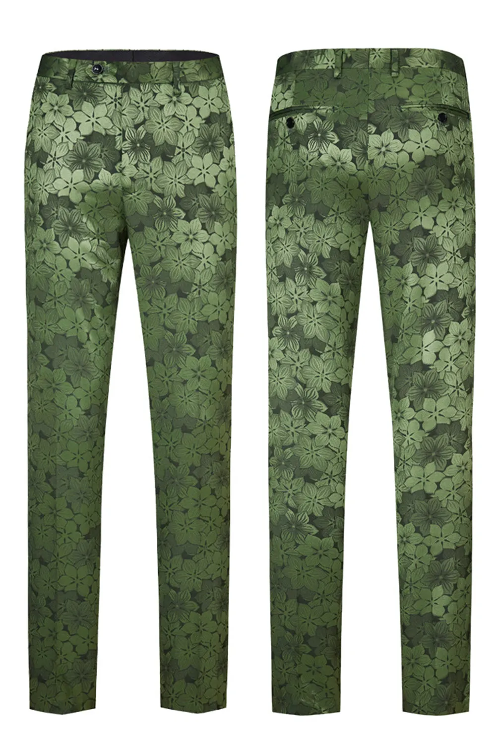 Army Green Peak Lapel 2 Piece Men's Prom Suit with Pattern sold by Zapaka product image thumbnail 3