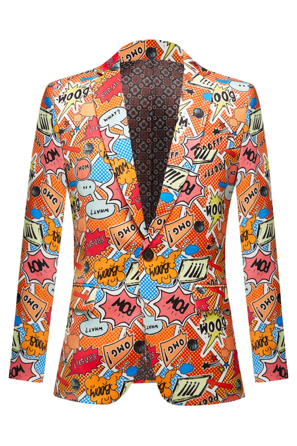 Orange Notched Lapel Graffiti Men's Blazer sold by Zapaka product image thumbnail 2