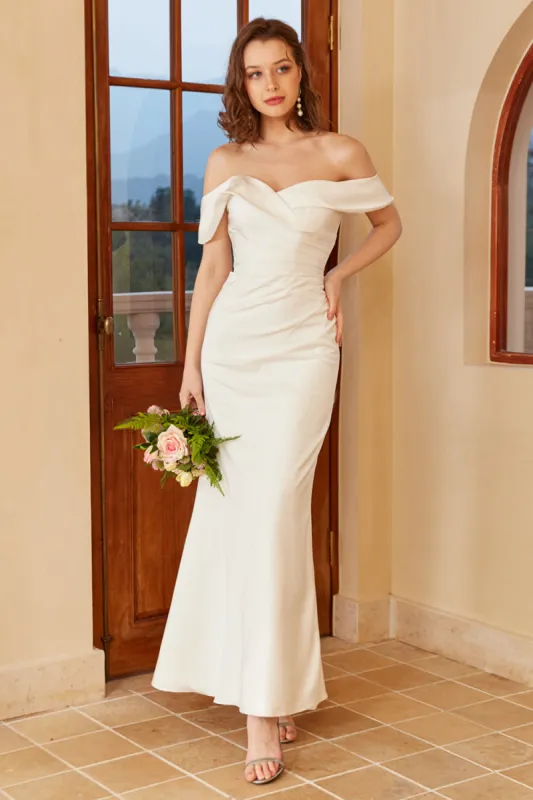 Simple Off the Shoulder Boho Wedding Dress sold by Zapaka