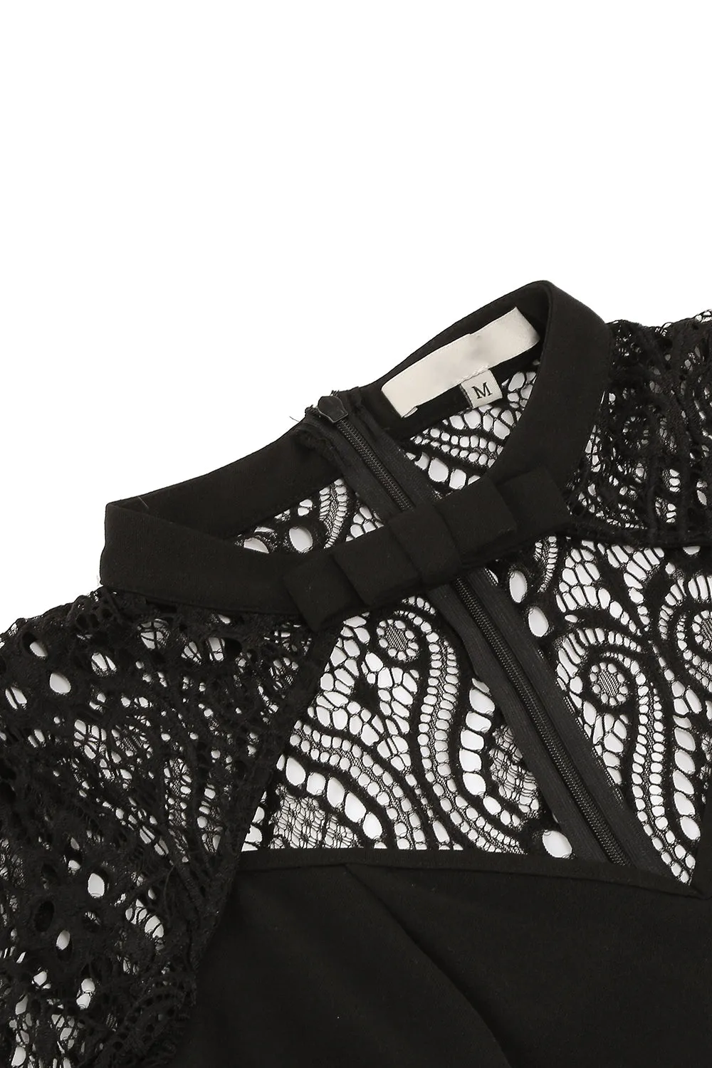 Black A line Long Sleeves 1950s Dress with Lace sold by Zapaka product image thumbnail 4