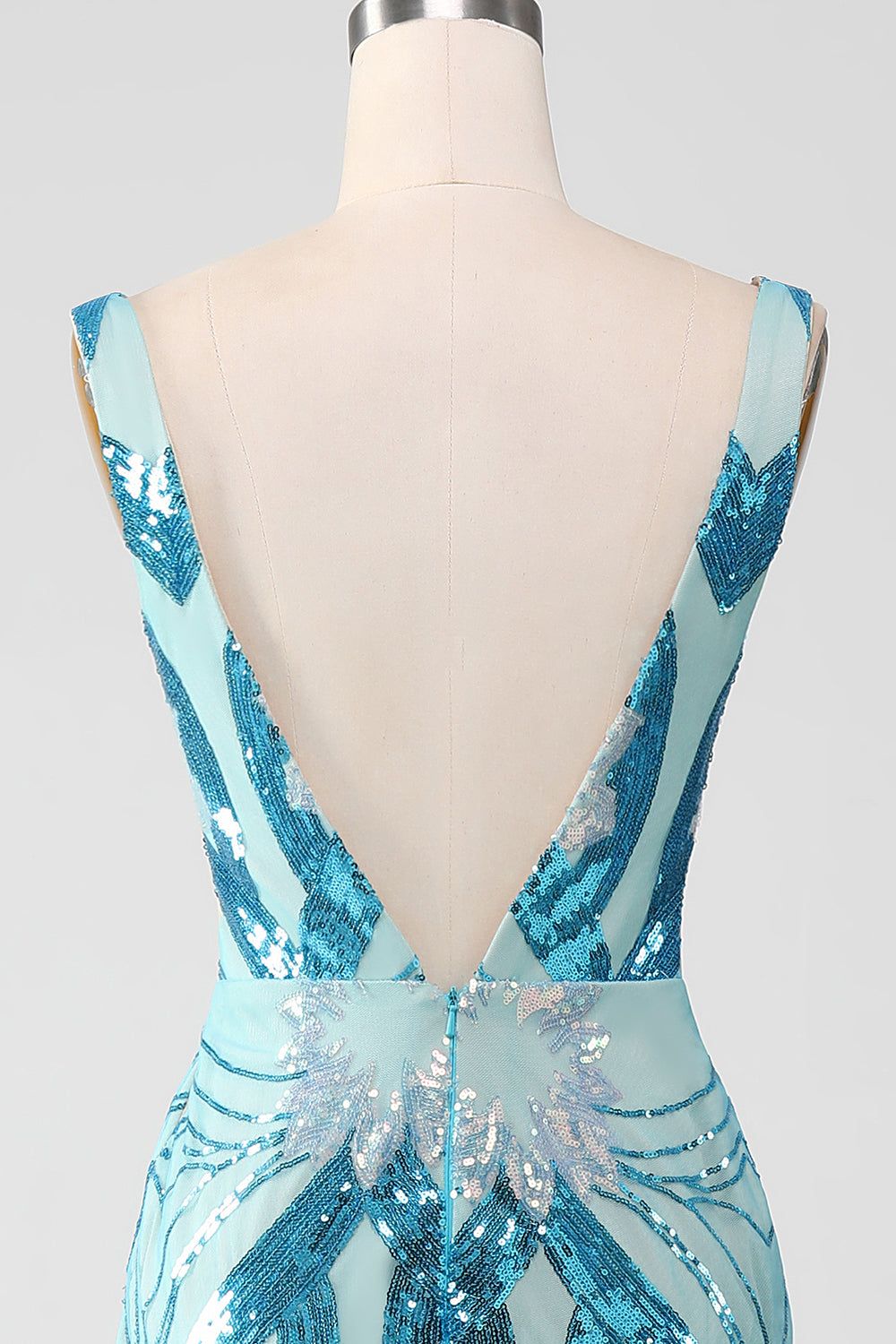 Glitter Blue V-neck Mermaid Prom Dress with Sequins sold by Zapaka product image thumbnail 5