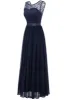Navy Long Lace Bridesmaid Dress sold by Zapaka