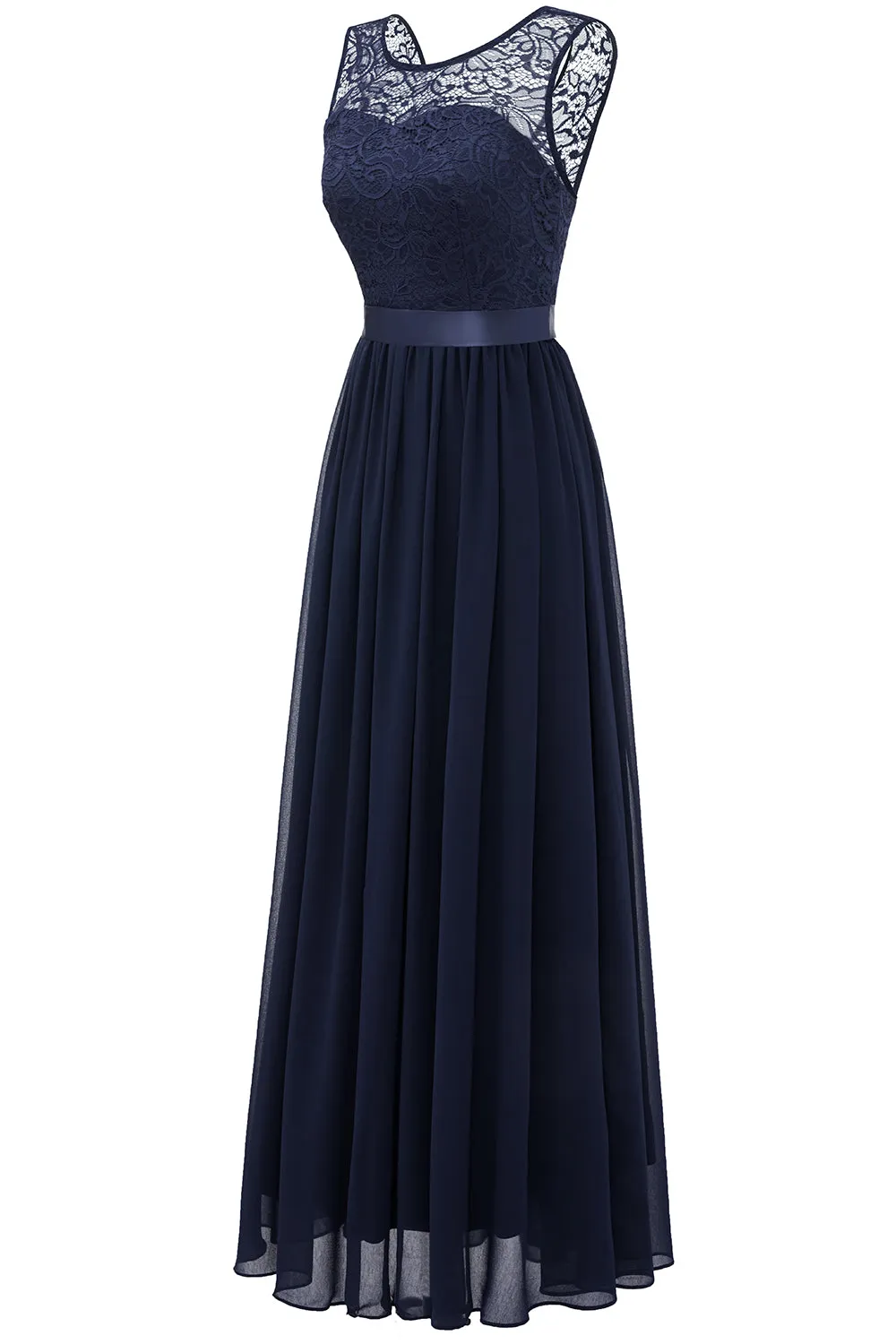 Navy Long Lace Bridesmaid Dress sold by Zapaka product image thumbnail 5
