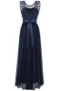 Navy Long Lace Bridesmaid Dress sold by Zapaka