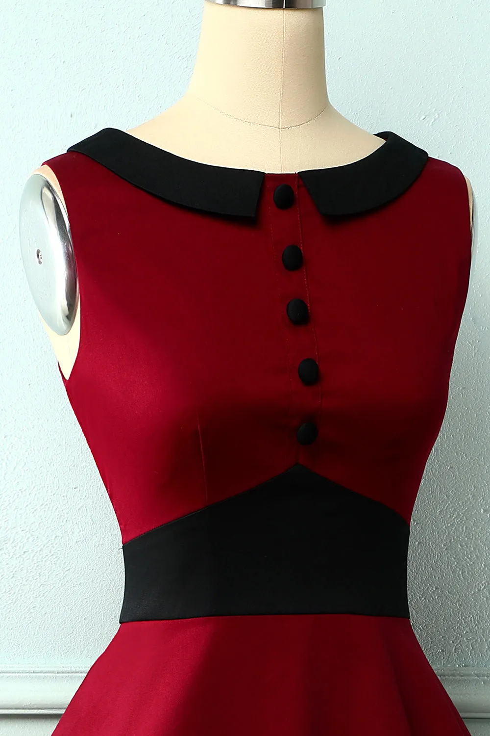 Vintage Burgundy Peter Pan Collar Dress sold by Zapaka product image thumbnail 3